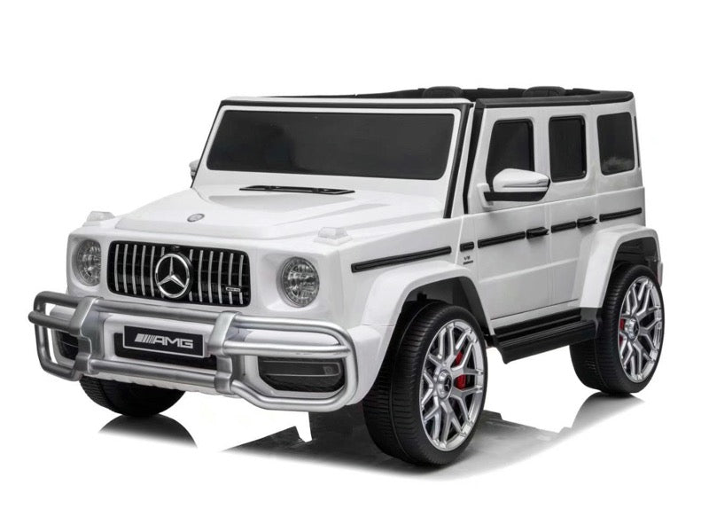 2 persoons Mercedes Wit G63 AMG, 24volt en 4x4 kinderauto